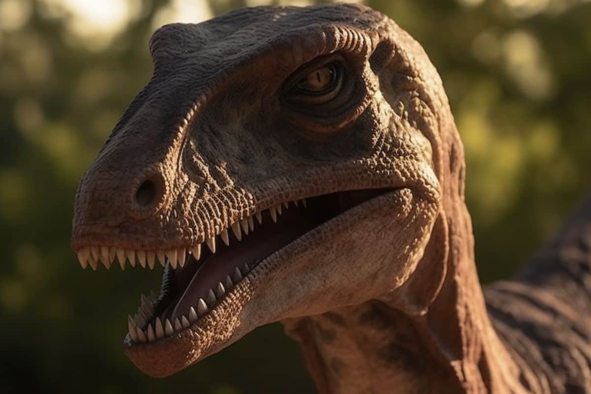 A close up shot of a type of Velociraptors.